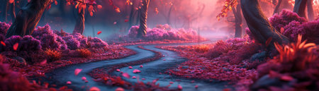 Embark on an enchanting journey through a mystical forest, where the path unfolds with hope and promises new beginnings Discover hidden opportunities and embrace the magic of a fresh start The road ahead beckons you forward, inviting you to rewrite your destiny AI Generativeの素材