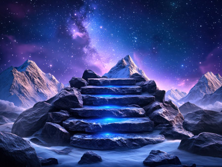 This message speaks to a journey of self-discovery and transformation It signifies a fresh start, fueled by ambitious aspirations and a vision for the future Guided by cosmic wisdom, this path embraces personal growth and encourages individuals to embark on a transformative journey toward their highest potential AI Generativeの素材