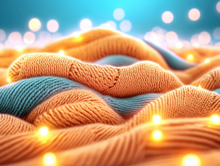 Imagine a cozy Christmas blanket draped with twinkling lights, creating a serene holiday atmosphere Warmth and peace fill the air as families gather, enveloped in comfort and joy This festive scene evokes a timeless sense of wonder and magic, making every moment a cherished memory AI Generativeの素材