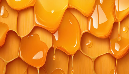 Imagine a rustic honeycomb, dripping with golden honey This pure, fresh, and natural artisan honeycomb boasts a captivating texture, with honey dripping from each cell Its golden hue and sweet aroma are a testament to nature's artistry, creating a stunning image for your culinary or artistic inspiration AI Generativeの素材