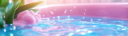 Imagine a sparkling clean bathtub, gleaming with fresh water drops This is the ultimate bathroom oasis, perfect for relaxation and enjoyment Discover effortless cleaning tips to achieve a luxurious spa experience and transform your bathroom into a sanctuary Cleanliness, sanitization, and hygiene are key to a clean home and a AI Generativeの素材