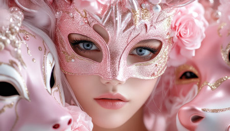 A whimsical festive gathering bursts with vibrant energy as guests, adorned in exquisite handcrafted zodiac animal masks, celebrate individuality Elaborate designs representing the twelve signs create a captivating spectacle of color and festive cheer, perfect for New Year, Lunar New Year, or any special occasion A unique masquerade full of AI Generativeの素材