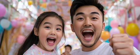 A joyous family celebrates their new business launch, a testament to their hard work and shared dreams Beaming smiles and vibrant colors capture their success, embodying progress, achievement, and the sweet taste of prosperity Family unity fuels their entrepreneurial spirit, promising a bright future of growth and opportunity This image AI Generativeの素材