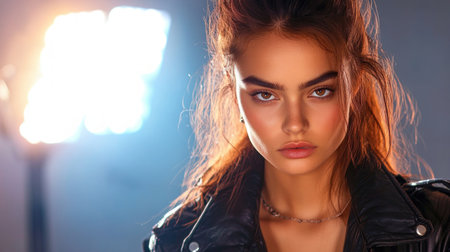 Unleash your inner star in a cinematic glamour photoshoot Dramatic lighting and stunning backdrops in a state-of-the-art studio create unforgettable, high-fashion images Professional photography captures your radiance, transforming you with impeccable style and finesse More than a shoot; it's a captivating experience AI Generativeの素材