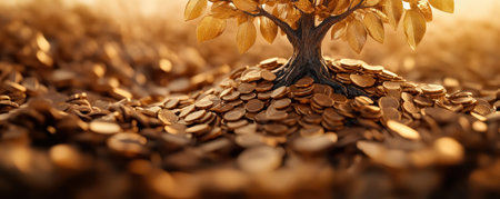 A golden tree charm symbolizes harmony, growth, and prosperity Its miniature golden leaves represent balance, flourishing, and financial success This exquisite piece embodies abundance and natural beauty, perfect for meditation, prosperity rituals, or as an elegant home accent, promoting wealth and well-being AI Generativeの素材