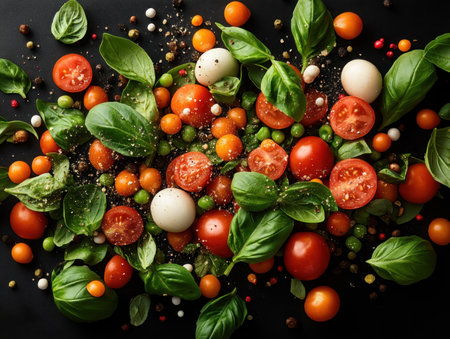 Discover basil's versatility through creative recipes and stunning photography From simple salads to gourmet gastronomy, explore diverse flavor profiles and seasonal dishes Master basil's intense aroma and unique flavor combinations in artistic presentations, inspiring culinary adventures throughout the year AI Generativeの素材