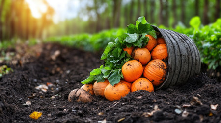 Learn to transform organic waste into nutrient-rich garden fertilizer naturally! This eco-friendly guide covers composting techniques for healthy soil and thriving plants Reduce your environmental impact while enhancing plant growth through sustainable, natural decomposition methods Compost effectively for a bountiful garden AI Generativeの素材