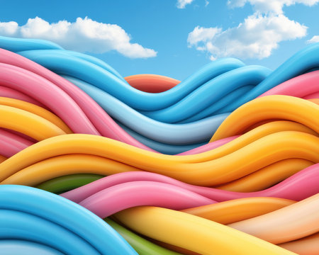 Vibrant, flowing lines depict dynamic language-focused communication Interconnected pathways symbolize diverse perspectives and collaborative understanding, showcasing guidance and support The illustration represents a journey of knowledge exchange, mutual comprehension, and growth through effective communication strategies AI Generativeの素材