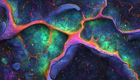 This dynamic artwork visually represents the plasticity of neurons during cognitive experiments Artistic neurons morph and reshape, symbolizing learning and brain research advancements It bridges scientific data and artistic interpretation, offering a visually engaging portrayal of complex neurobiological phenomena AI Generativeの素材