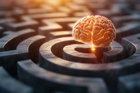 Unlock your brain's potential with Illuminated Brain Maze Enhance focus, memory, and concentration through engaging exercises and visualizations Improve mental agility and cognitive clarity Proven strategies for cognitive enhancement and peak mental performance await Navigate your mind to sharper thinking AI Generativeの素材