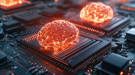 High-resolution brain images reveal neural pathways lighting up during learning This cutting-edge neuroimaging technology showcases how advanced learning strategies activate specific brain circuits, demonstrating the power of neuroplasticity and cognitive enhancement Visualizations illuminate the mind's processes, offering insights into effective training techniques AI Generativeの素材