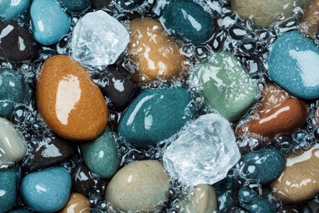 Immerse yourself in the serene beauty of crystal-clear water gliding over colorful pebbles These images evoke clarity, purity, and positive energy, perfect for backgrounds or projects seeking a refreshing, natural touch Experience the calming flow and vibrant hues of nature's tranquility Revitalize with this pure, energizing wonder AI Generativeの素材