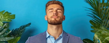 Discover stress reduction for busy professionals through breathing exercises and mindfulness, boosting focus, mental health, and wellbeing Learn practices enhancing productivity at work and home This visually serene example promotes a calm, balanced state, offering a pathway to improved mental and emotional health AI Generativeの素材