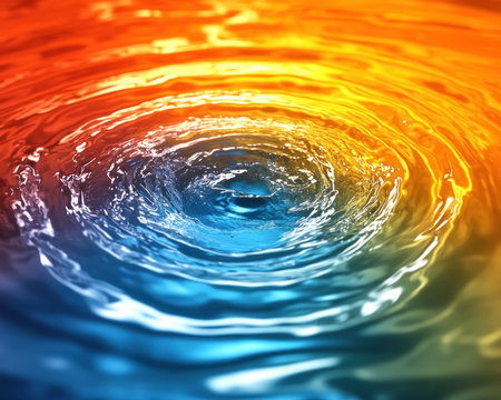 This conceptual art piece depicts stress management as flowing water morphing into peaceful colors Witness turbulent currents transform into harmonious hues, symbolizing inner peace Experience calming waters, an artistic portrayal of letting go The soothing color blend represents emotional balance, showcasing stress reduction through visual metaphor AI Generativeの素材