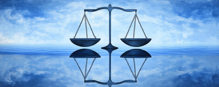 This symmetrical balance scale artwork embodies clarity and assertiveness Visualize equilibrium and precision in your project, perfect for law, business, or design Its visual appeal and symbolic meaning provide a unique, professional edge Use this image to represent balance and calculated decision-making AI Generativeの素材