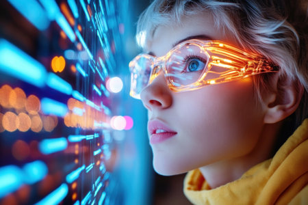A person views a glowing, structured task board, symbolizing future work Technology meets human potential, showcasing digital innovation and seamless data visualization Enhanced productivity and efficiency highlight a new era of project management, presenting a futuristic vision of organizational workflows AI Generativeの素材