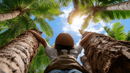 Escape to a tropical haven of swaying palms, gentle beaches, and crystal waters Lush greenery meets serene shores, offering tranquility and beauty Discover relaxation and adventure amidst breathtaking scenery Explore the idyllic coastline and create unforgettable memories in this perfect getaway AI Generativeの素材