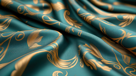 This ethereal image showcases soft, dreamy textures with vintage motifs on flowing fabric The intricate patterns and delicate details create a nostalgic and timeless feel Its swirling, graceful composition makes it ideal for backgrounds, evoking a sense of elegant serenity with its soft and dreamy qualities AI Generativeの素材