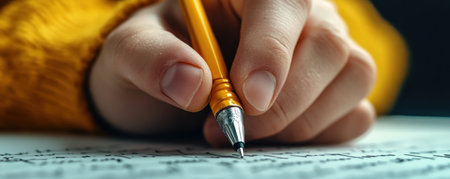 A hand, guided by a golden pen, dances across paper, birthing ideas into existence Notes transform into a captivating performance, where every stroke is a deliberate act of creation Harmony and creativity intertwine, making the simple act of writing a beautiful, visual poem AI Generativeの素材