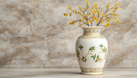 This vintage porcelain vase embodies timeless beauty with its delicate patterns and intricate craftsmanship A harmonious composition, it showcases classic artistry perfect for adding a touch of delicate d cor Its vintage charm makes it a captivating piece AI Generativeの素材