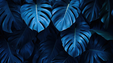 Immerse yourself in nature's artistry with this vibrant close-up of detailed palm leaf textures The lush, green and blue foliage creates a dynamic summer pattern, perfect for backgrounds or adding a tropical touch to designs Intricate details and bold colors enhance any project Explore botanical beauty today AI Generativeの素材
