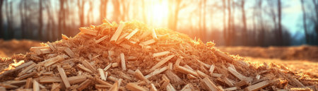 This image depicts a biomass facility utilizing agricultural waste for clean energy production It emphasizes the eco-renewable potential of natural resources and promotes a sustainable future through bioenergy Harnessing agricultural waste showcases responsible environmental practices and the essential role of renewable sources in creating clean energy for our planet AI Generativeの素材