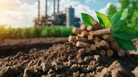 Visualize the future of sustainable energy with our biomass power plant image Advanced technology optimizes biomass efficiency for renewable, clean power This plant utilizes sustainable resources, minimizing carbon footprints and driving clean energy production Witness bioenergy technology meeting power demands while supporting green environmental practices AI Generativeの素材