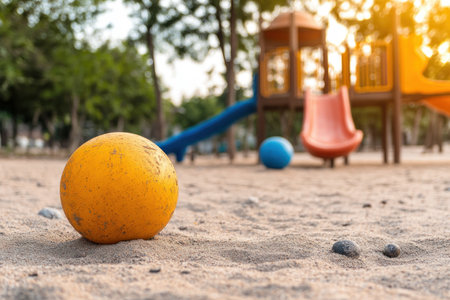 This vibrant scene captures a joyful family picnic by a playground Children's laughter fills the air as they play, while adults connect under the warm sun The colorful playground creates an inviting space for fun and togetherness This cheerful image radiates happiness and warmth, perfect for celebrating cherished family memories AI Generativeの素材