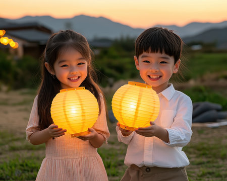 Witness kids' joy as they release glowing lantern balloons, blending tradition and fun This heartwarming milestone party scene captures sparkling eyes and lasting memories Perfect for event planners, bloggers, and anyone seeking vibrant festive imagery Use this beautiful mix of heritage and lighthearted fun for your projects! Explore this scene AI Generativeの素材