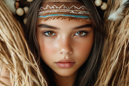Embrace rustic beauty with earthy face paint Explore tribal patterns and rich hues for authentic, natural looks Perfect for cultural festivals, this art showcases traditional and indigenous designs Connect with heritage and nature through detailed, unique expressions It s a stunning representation of your connection to the past AI Generativeの素材