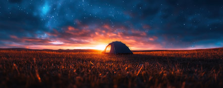 Witness the magic of group camping beneath the Northern Lights Vibrant colors dance across the sky as you find cozy shelter in your tent Adventure and unforgettable memories await as you embrace nature's beauty under the celestial aurora borealis This is camping like never before AI Generativeの素材