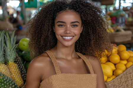 Embrace summer with woven beach totes and light denim shorts, showcased in a vibrant tropical market Our collection captures the season's hottest trends, offering chic and laid-back styles perfect for beach days and beyond Discover your ideal summer aesthetic with our stylish apparel and accessories AI Generativeの素材