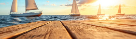 Discover relaxed elegance with chic beachwear: denim culottes paired with breezy woven tops, set against a serene dock with gliding sailboats and a setting sun This coastal aesthetic blends durability with lightweight fabrics, inviting you to imagine leisurely days by the sea Find your perfect summer outfit AI Generativeの素材
