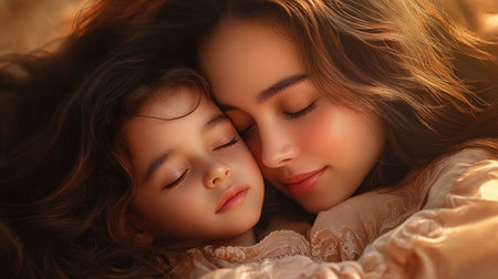 A tender embrace between a mother and her teen child captures the essence of a growing, loving relationship This Mother's Day image celebrates deep affection and the bond that has matured from sweet childhood moments to the teenage years It's a visual expression of a mother's unwavering love AI Generativeの素材
