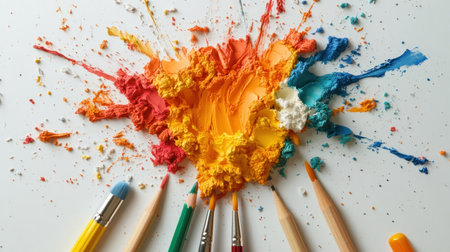 Unleash creativity with our vibrant Back to School Sale! Abstract color bursts highlight discounted school supplies, art materials, and education essentials View a colorful display showcasing sales percentages and artistic interpretations Experience the dynamic fusion of school tools and artistic expression Seize the season's best deals now! AI Generativeの素材