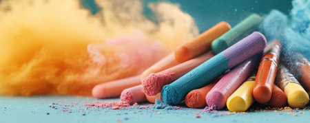 Discover vibrant, eco-friendly erasers for sustainable learning This still life showcases colorful tools perfect for creative or educational settings Enhance your learning environment responsibly with these resources Explore our diverse set of educational tools and boost your endeavors today AI Generativeの素材