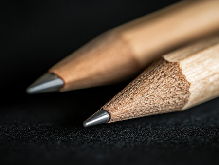 Elevate your writing with these sleek pencils Metallic finishes gleam against black velvet, showcasing luxurious designs Function meets artistry in these premium instruments, ideal for creatives Perfect for writers, artists, and designers, these pencils embody sophistication and style They're more than tools; they're an expression AI Generativeの素材