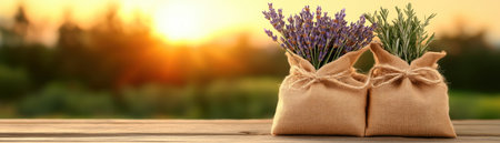 Experience nature's tranquility with our handmade scented sachets Filled with dried lavender and organic elements, these charming pouches offer a gentle, calming fragrance Perfect for home decor or gifting, each set contains two sachets, carefully crafted to bring the refreshing scent of lavender to any space Buy today! AI Generativeの素材