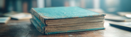 Soft light illuminates a nostalgic attic scene, revealing dusty photo albums and aged books These vintage volumes, filled with stories and memories, evoke a gentle sense of remembrance and a treasure trove of bygone days in this peaceful old room AI Generativeの素材