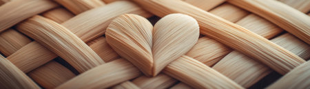 Explore the beauty of handcrafted string art with this close-up of an intricately woven heart Perfect for romantic displays, crafting projects, or as a unique wallpaper, the design features initials or love symbols, showcasing a textured warmth and heartfelt expression of affection Ideal for adding a personal touch AI Generativeの素材