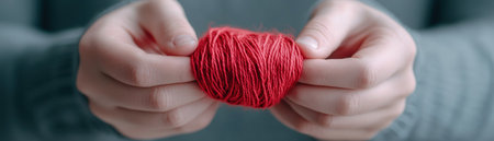 A close-up of hands tying a red thread symbolizes profound emotional bonds This image captures connection, commitment, and invisible ties The red string, a universal symbol of destiny and shared experiences, is perfect for projects exploring love, relationships, and human connection Use this captivating visual for articles and blogs AI Generativeの素材