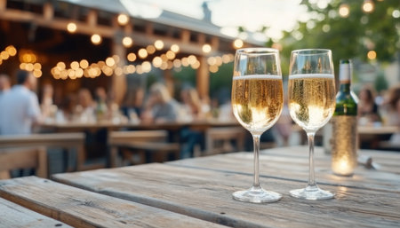 Immerse yourself in a luxurious outdoor singles party Elegant attendees mingle under soft string lights, enjoying themed drinks in a romantic ambiance This sophisticated affair fosters lively conversations and potential sparks, creating a memorable evening perfect for upscale dating Picture stylish connections and a night of possibility AI Generativeの素材