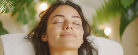 Escape to tranquility with a self-care ritual bathed in lantern light A woman finds peace through aromatherapy, a mindful practice for relaxation and inner rejuvenation This serene scene fosters peacefulness and wellness, offering a calming way to unwind and embrace self-care The soft ambiance invites a journey to inner peace AI Generativeの素材