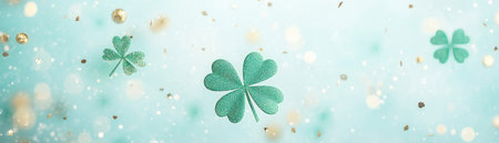 This enchanting image bursts with holiday joy, showcasing a vibrant green shamrock amidst festive elements and golden accents Sparkling details and a soft palette create a charming, merry scene, perfect for capturing the essence of holiday cheer Ideal for various projects, it evokes a sense of warmth and celebration AI Generativeの素材