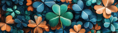 This vibrant shamrock, rendered in radiant colors, embodies its rich Irish heritage A potent symbol of luck and identity, it transcends culture, representing human connection and shared experience This compelling design invites you to explore its deep-rooted meaning and the warmth it evokes AI Generativeの素材