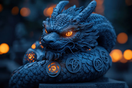 Behold a legendary Celtic dragon, scales shimmering, eyes aglow, coiled around a stone tower This high-resolution digital artwork captures the mythical beast in breathtaking detail Perfect for prints or digital use, immerse yourself in the captivating beauty and ancient folklore of this fantasy image AI Generativeの素材