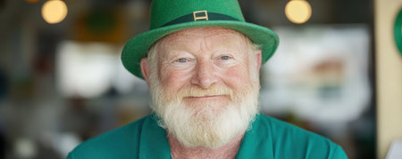 This vibrant Saint Patrick's Day image features a cheerful leprechaun celebrating in an Irish pub Festive decorations and an authentic feel capture the holiday's spirit Perfect for adding a touch of luck and joyful Irish charm to any seasonal project AI Generativeの素材