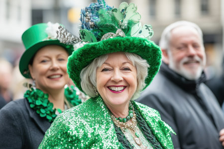 Immerse yourself in the vibrant joy of Saint Patrick's Day! Witness elaborate costumes, lively dances, and spirited parades Experience cultural festivities, joyous expressions, and the unifying power of tradition Bathed in festive green hues, communities celebrate with music, laughter, and unforgettable moments of pure cheer AI Generativeの素材