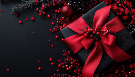 Immerse yourself in holiday magic with shimmering ribbons and bows, evoking cozy festive vibes Beautiful red ribbons elegantly adorn gifts, perfect for Christmas, birthdays, or any special occasion These stunning holiday arrangements bring beauty and charm to celebrations, enhancing every moment with their festive touch AI Generativeの素材