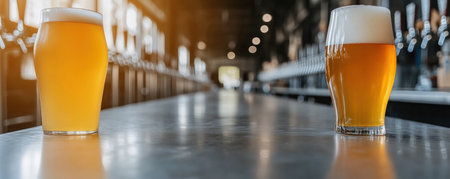 Immerse yourself in a lively beer festival scene Frothy lagers pour, a golden celebration of brewing Creamy ales boast rich textures and hues This image captures the vibrant heart of craft beer culture, a visual feast of fresh pints perfect for enthusiasts AI Generativeの素材